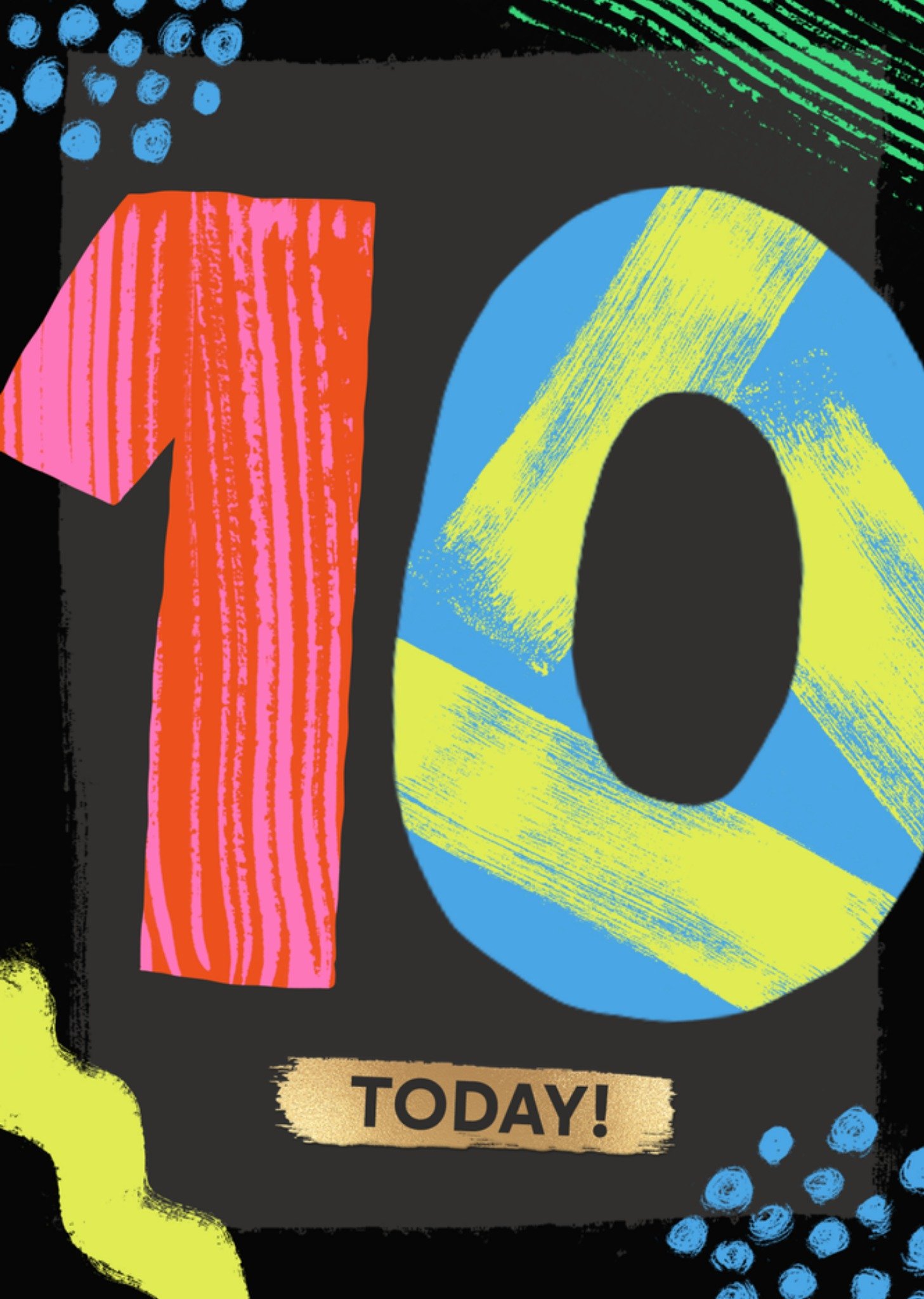Moonpig Bright & Bold Illustrated 10 Today Birthday Card