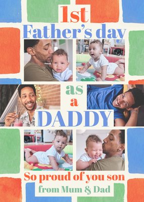 Proud Of You Son Bright Father's Day Photo Upload Card