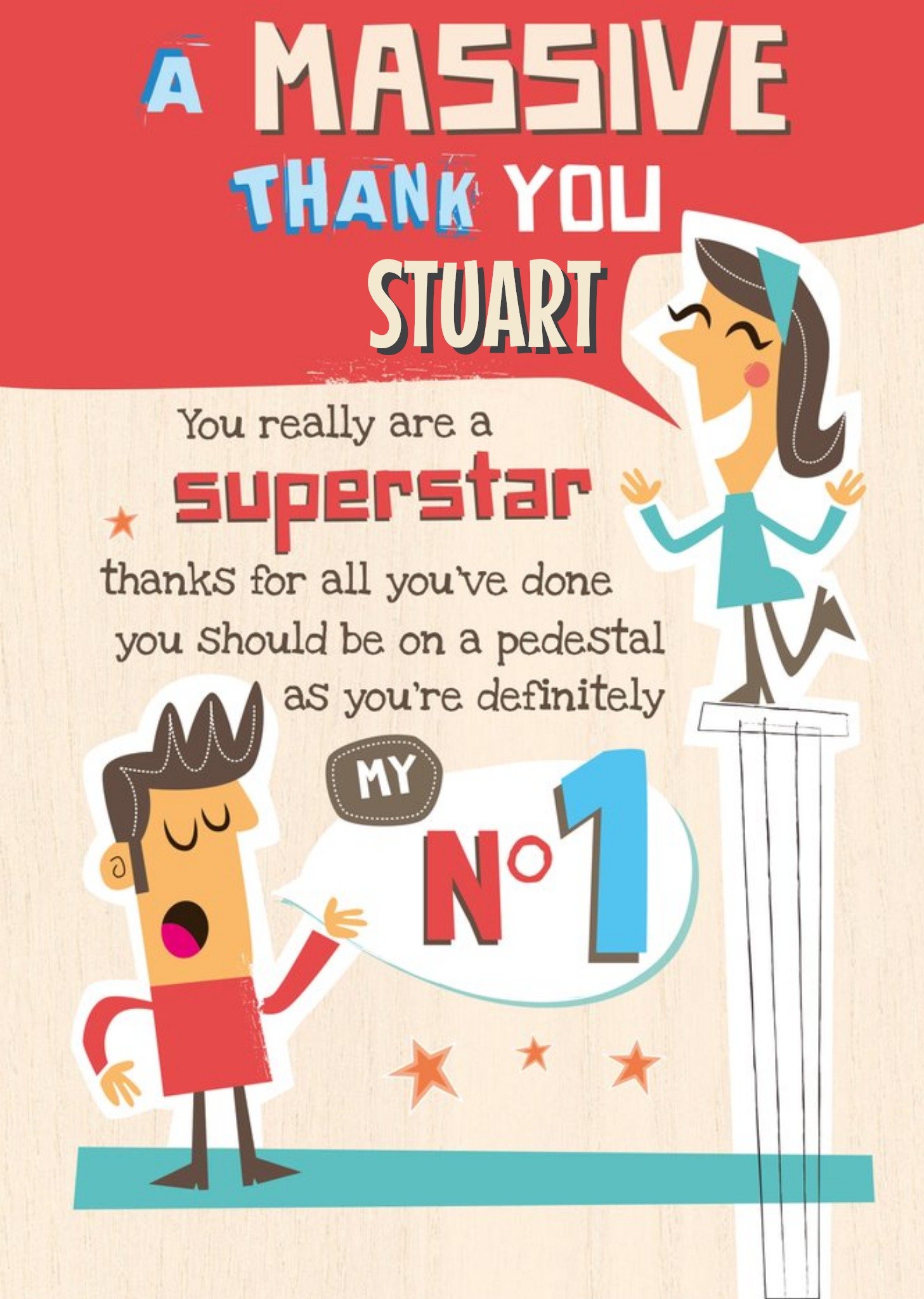 Moonpig You're My Number One Personalised Thank You Card