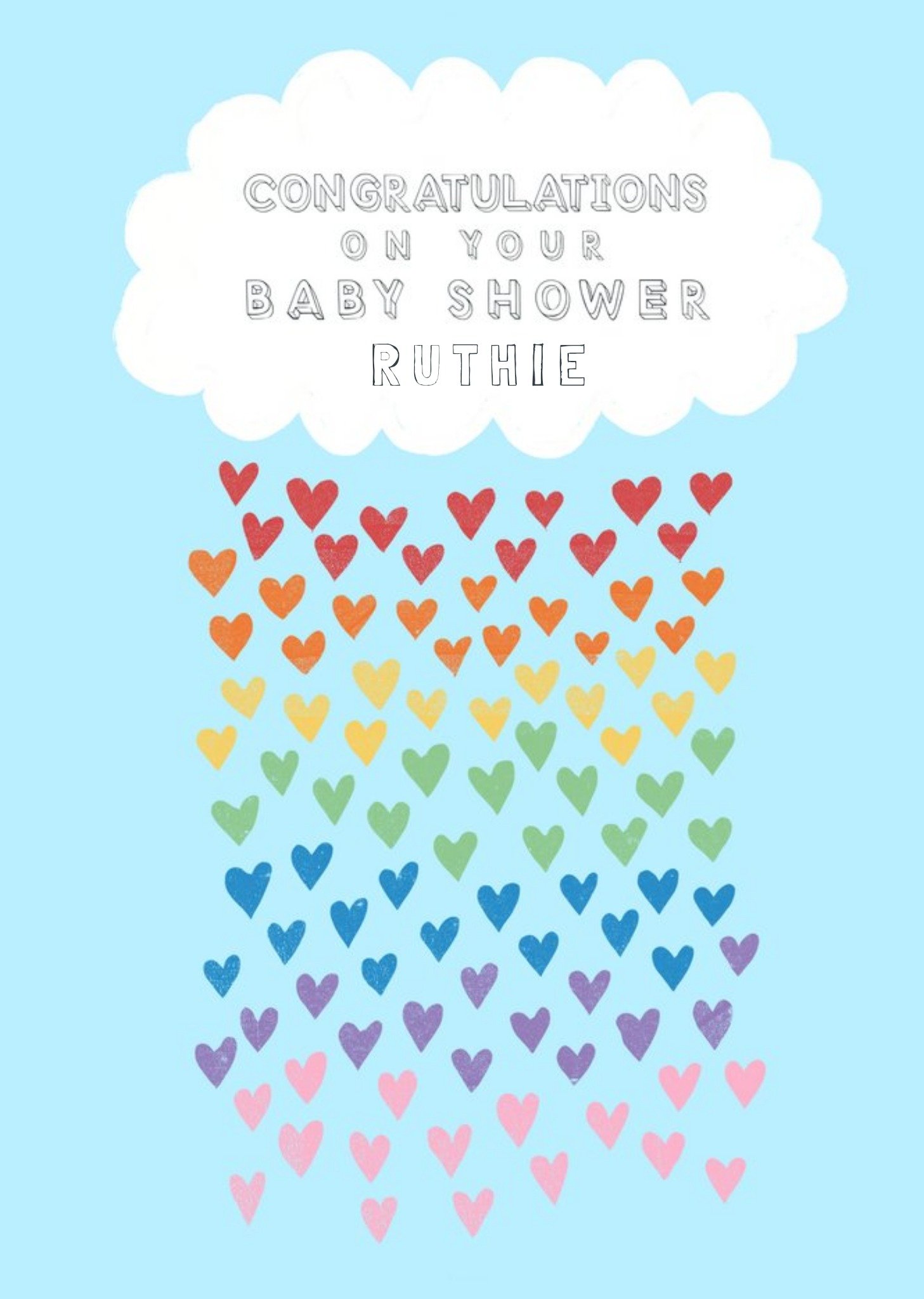 Other Katy Welsh Illustration Of Cloud Raining Hearts Personalised Congratulations On Your Baby Show