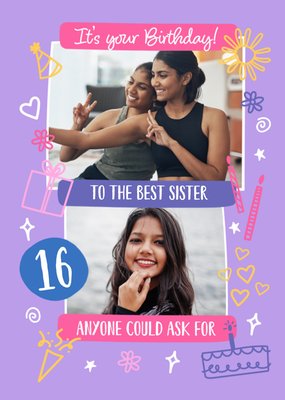 Best Sister Photo Upload 16th Birthday Card