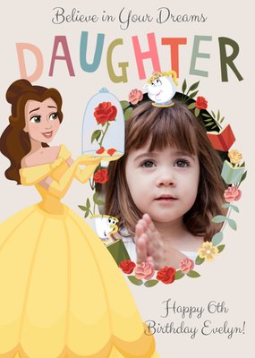 Disney Princess Belle Photo Upload Birthday Card