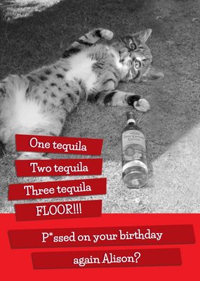 One Tequila, Two Tequila, Three Tequila Birthday Card