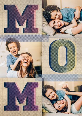 Big Block Mom Letters Multi-Photo Personalised Mother's Day Card