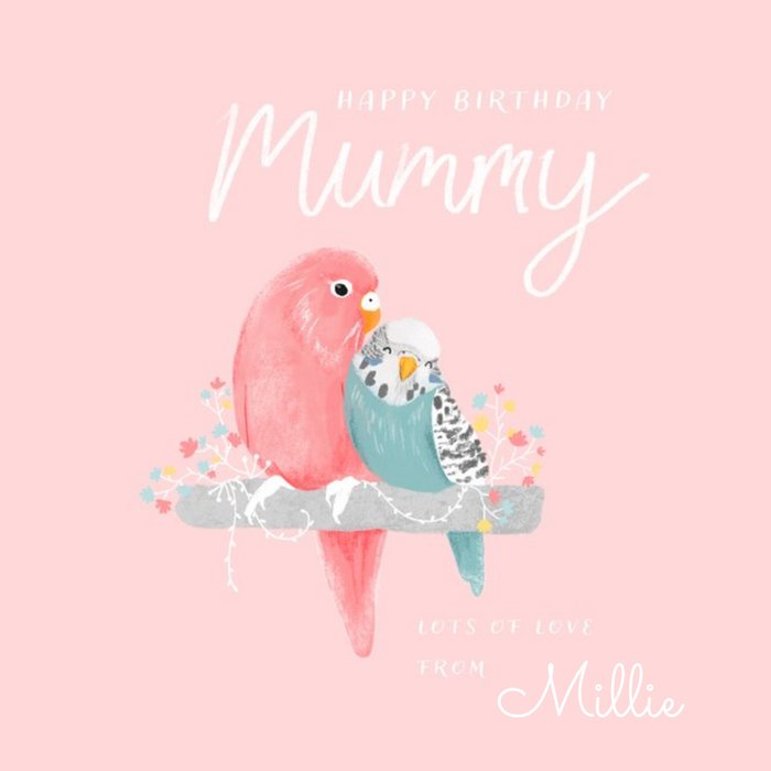 Colourful Illustrated Birds Mum Birthday Card