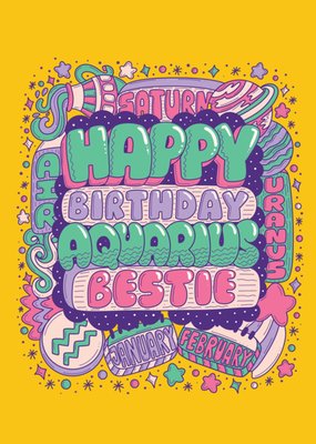 Happy Birthday Aquarius Bestie Card