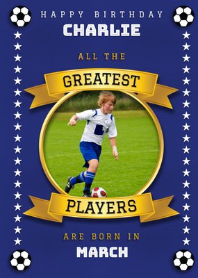 Football Legends Photo Upload Birthday Card