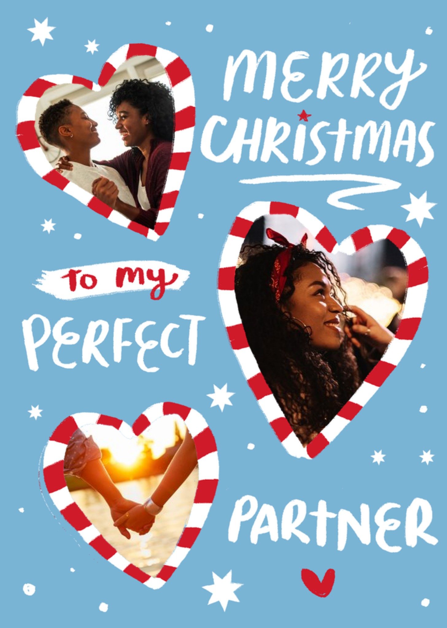 Moonpig Illustrated Snowy Christmas Photo Upload Partner Christmas Card