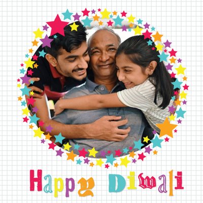 Star Circle Border Personalised Photo Upload Happy Diwali Card