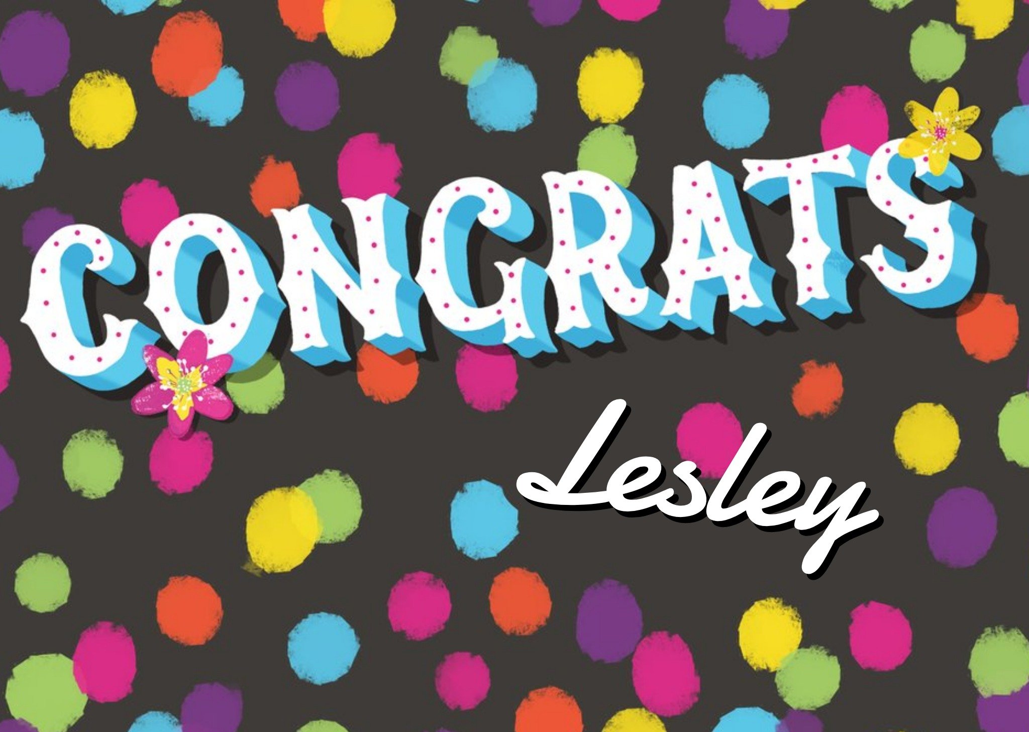 Moonpig Colourful Polka Dots Personalised Congrats Card