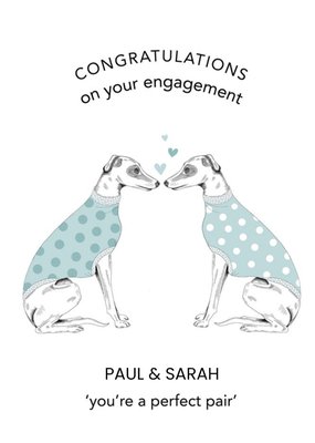 Dotty Dog Art Dogs Hearts Congratulations Wedding Card