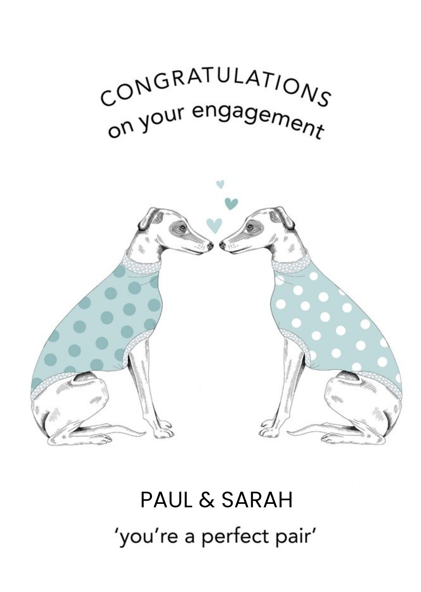 Moonpig Dotty Dog Art Dogs Hearts Congratulations Wedding Card