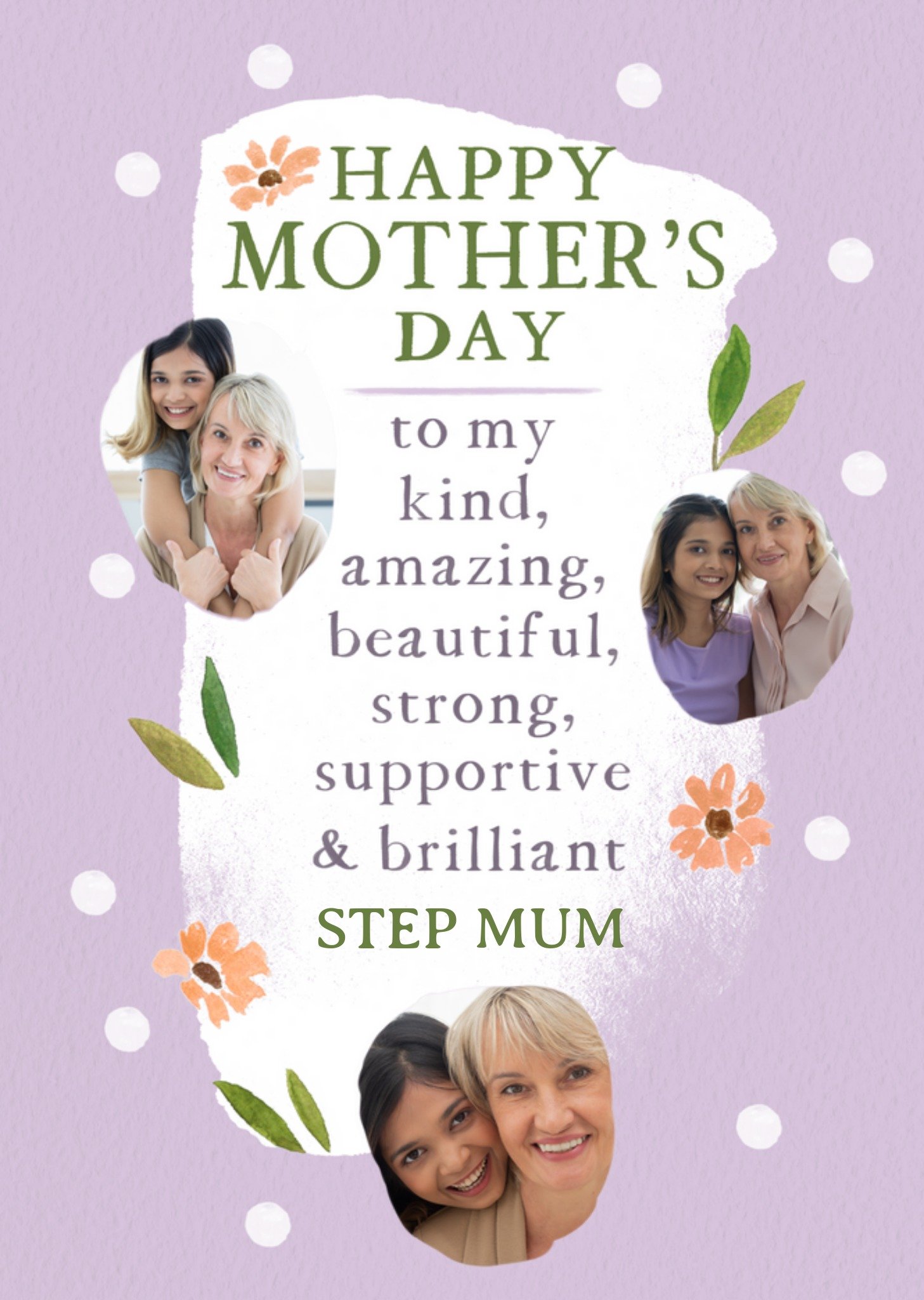 Moonpig Step Mum Sentimental Verse And Photo Upload Mother's Day Card, Large