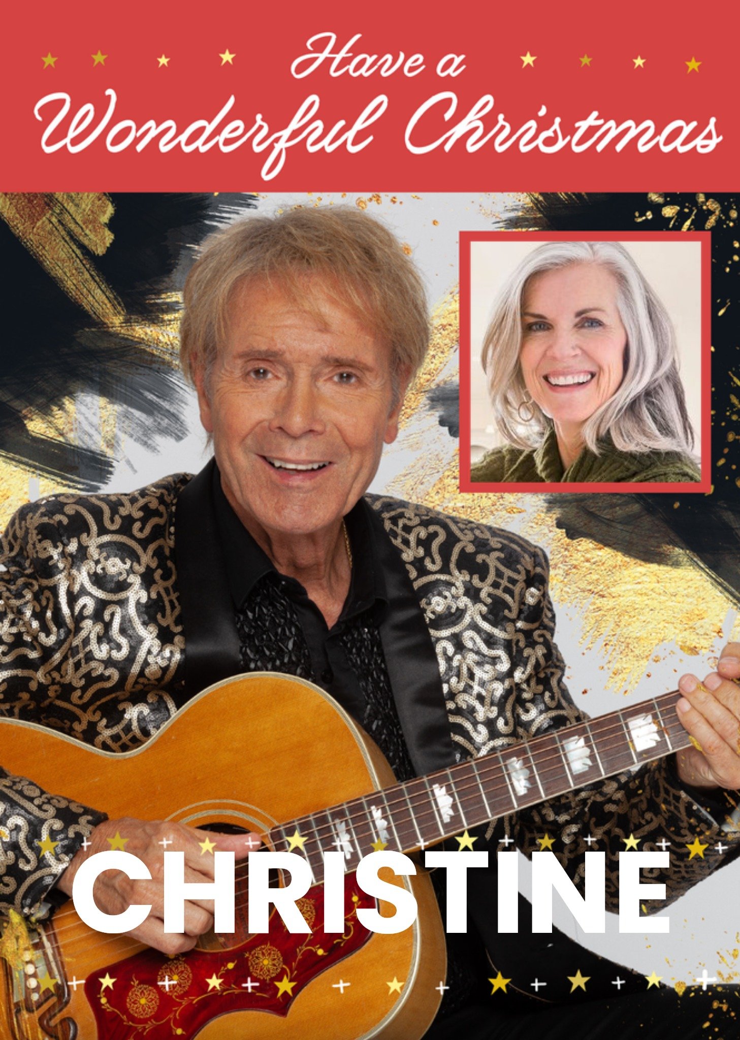 Moonpig Photographic Cliff Richard Wonderful Christmas Photo Upload Card