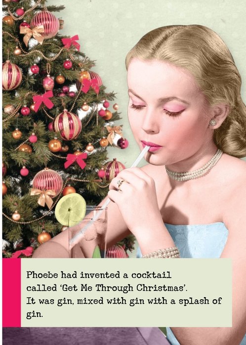 Gin Mixed With Gin Funny Retro Christmas Card