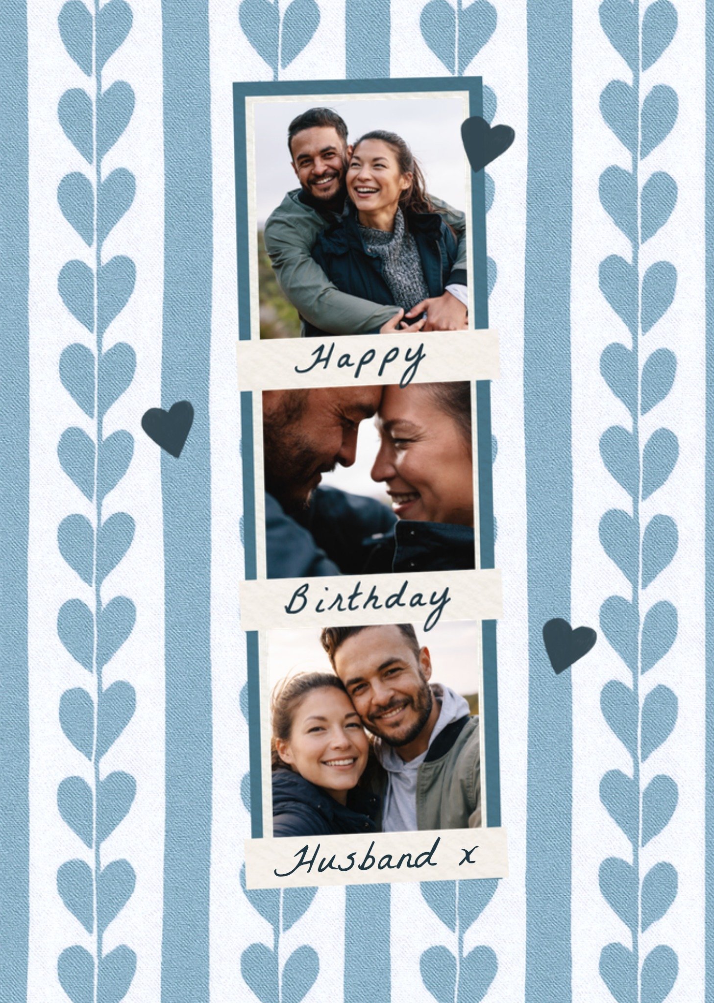 Moonpig Happy Birthday Husband Heart Pattern Photo Upload Card