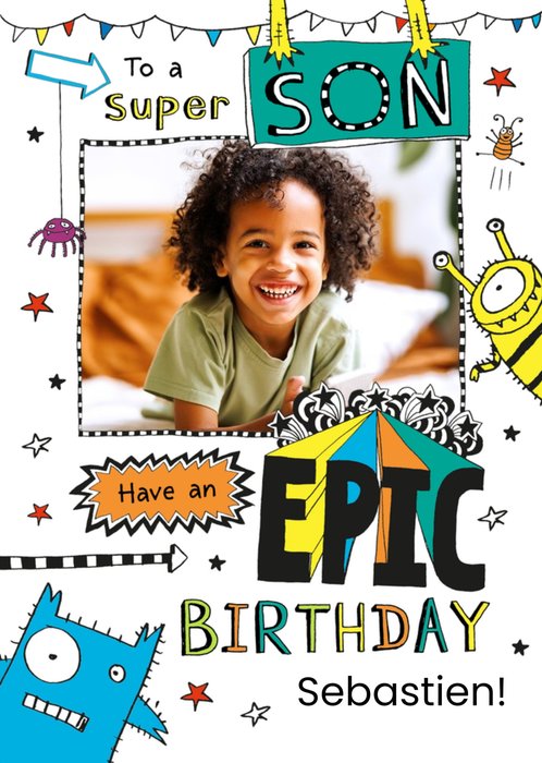 Tom Gates Super Son Activity Photo Upload Birthday Card