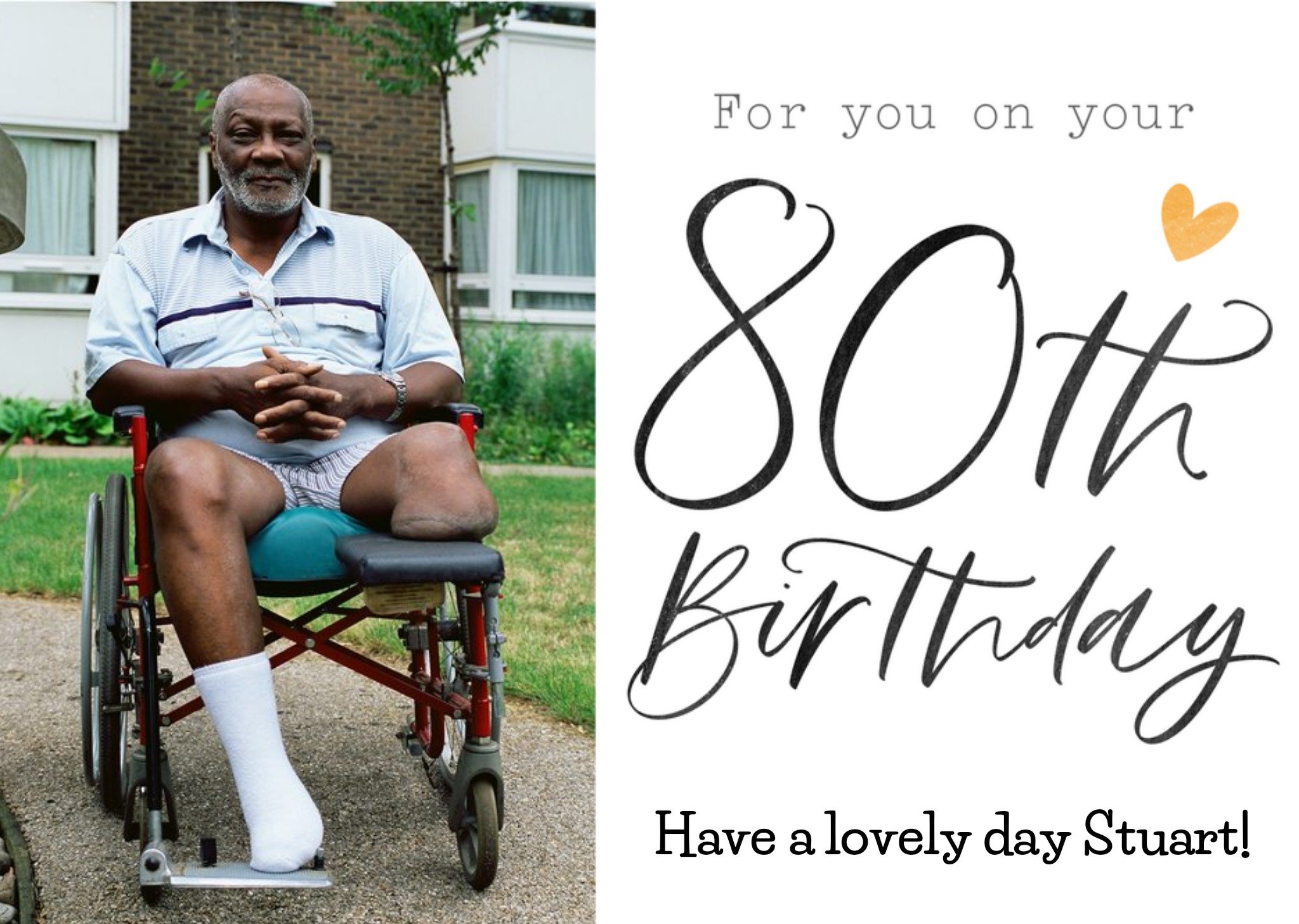 Moonpig Typographic Calligraphy 80th Birthday Photo Upload Card