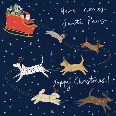 Here Comes Santa Paws Yappy Christmas Card