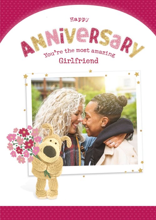 Boofle cute sentimental Girlfriend photo upload Anniversary card