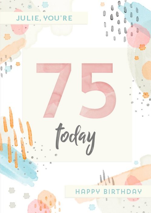 Watercolour 75th Birthday Card