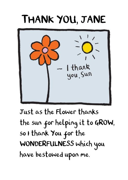 Edward Monkton Flower & Sunshine Personalised Thank You Card