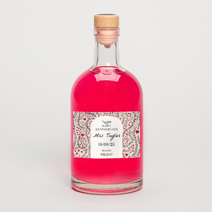 Personalised Happy Anniversary Pink Gin 50cl