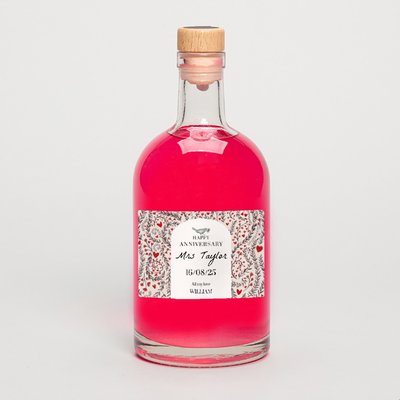 Personalised Happy Anniversary Pink Gin 50cl