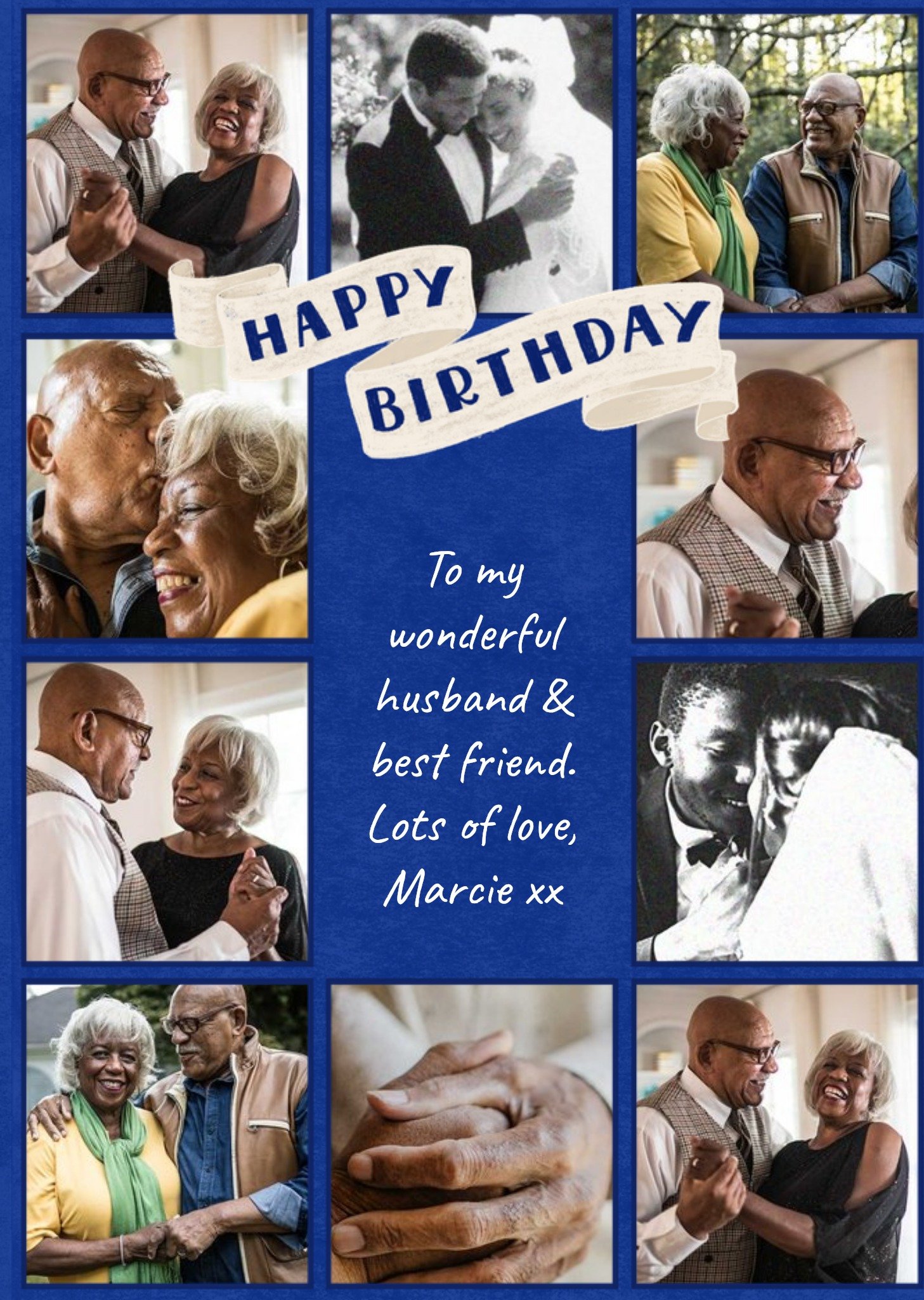Moonpig Multiply Photo Frames Surrounding Text On A Blue Background Husband's Photo Upload Birthday 