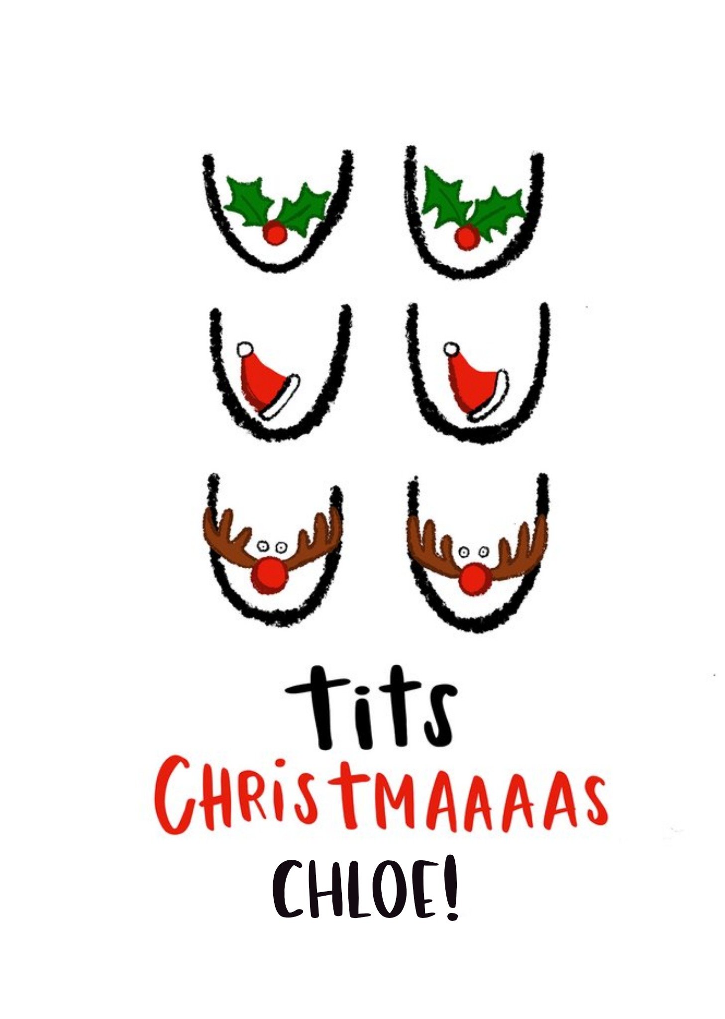 Moonpig Modern Funny Tits Christmas Card