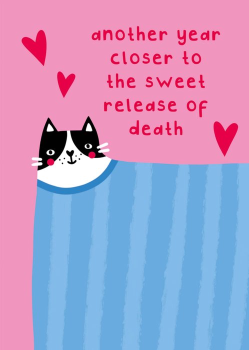 Scribbler Another Year Closer To The Release Of Death Illustrated Cat Birthday Card