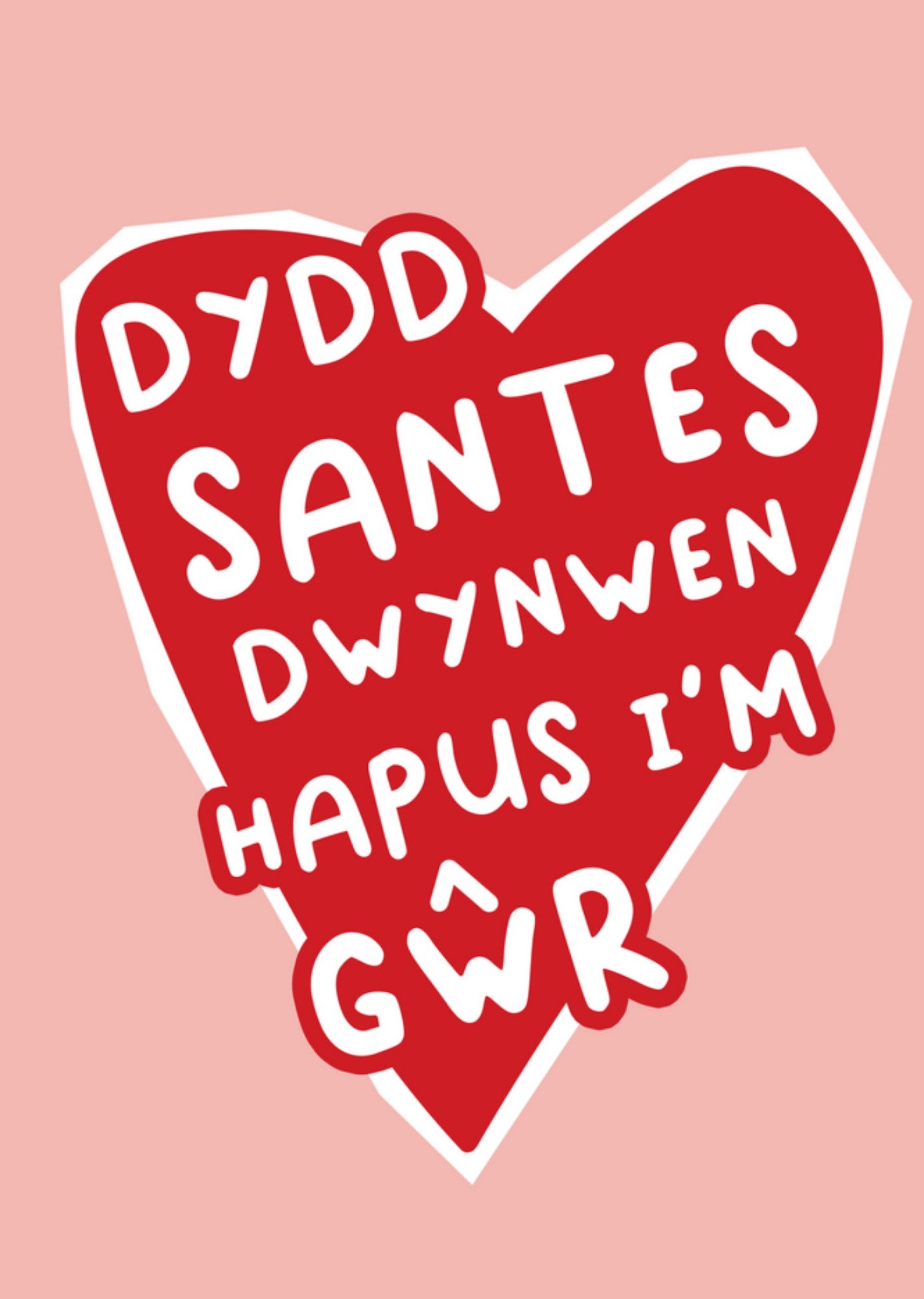 Moonpig Sweet Bold Heart Shape Text Dydd Santes Dwynwen Hapus I'm Gwr St Dwynwen'S Day Day Card Ecar