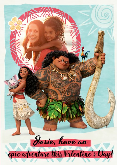 Disney Moana Personalised Happy Valentine's Day Photo Card