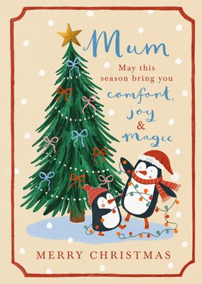 Mum Comfort Joy And Magic Illustrated Christmas Card