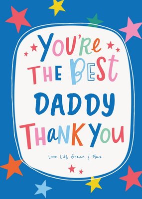 Modern Fun Text And Stars Personalise Name Thank You Daddy Card