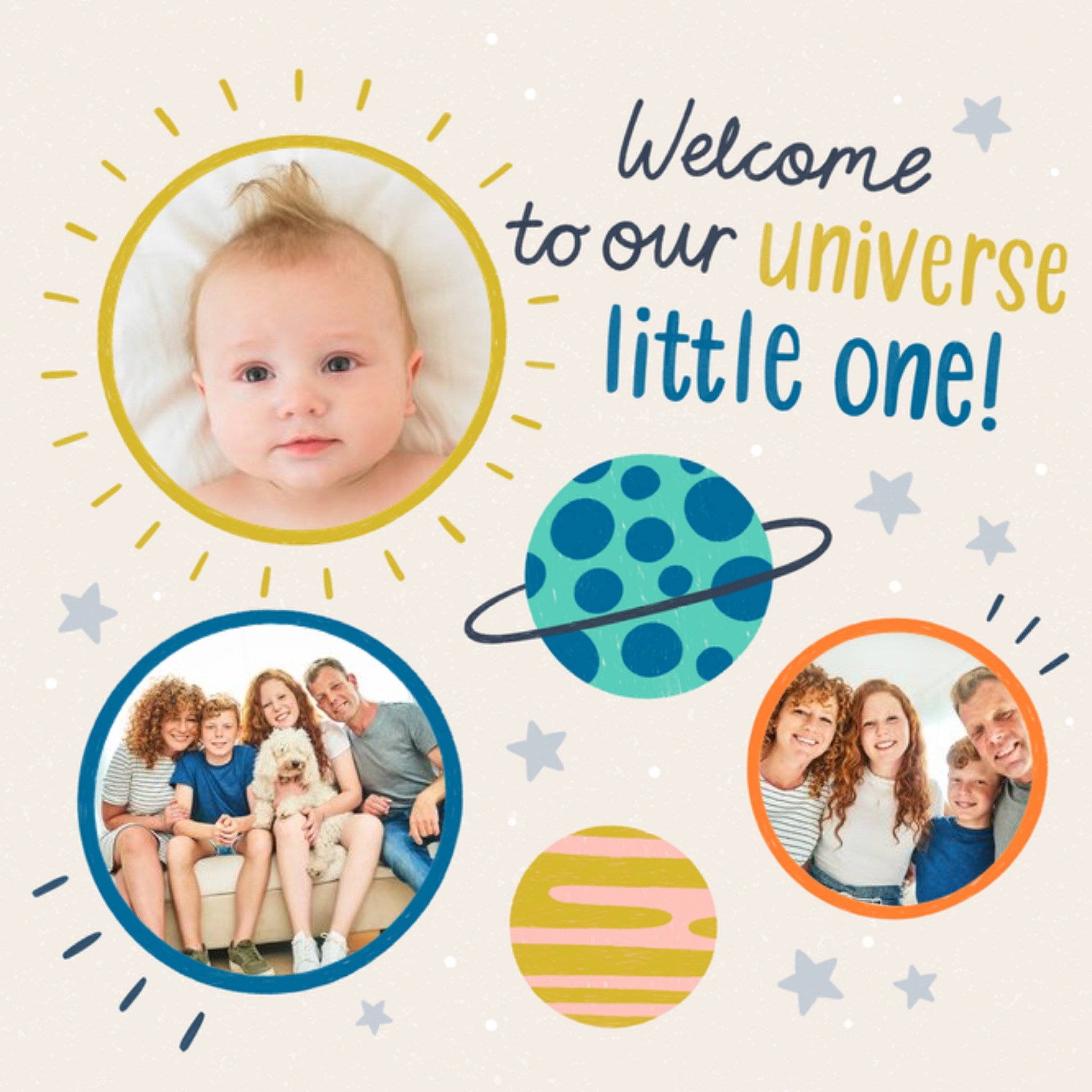 Moonpig Welcome To The Universe New Baby Photo Upload Card