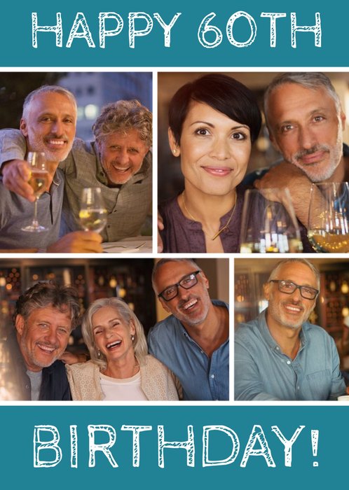 Stylish Minimal 60th Birthday Photo Upload Card