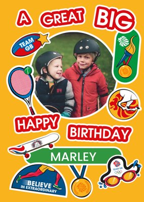 Team GB A Great Big Happy Birthday Photo Upload Card