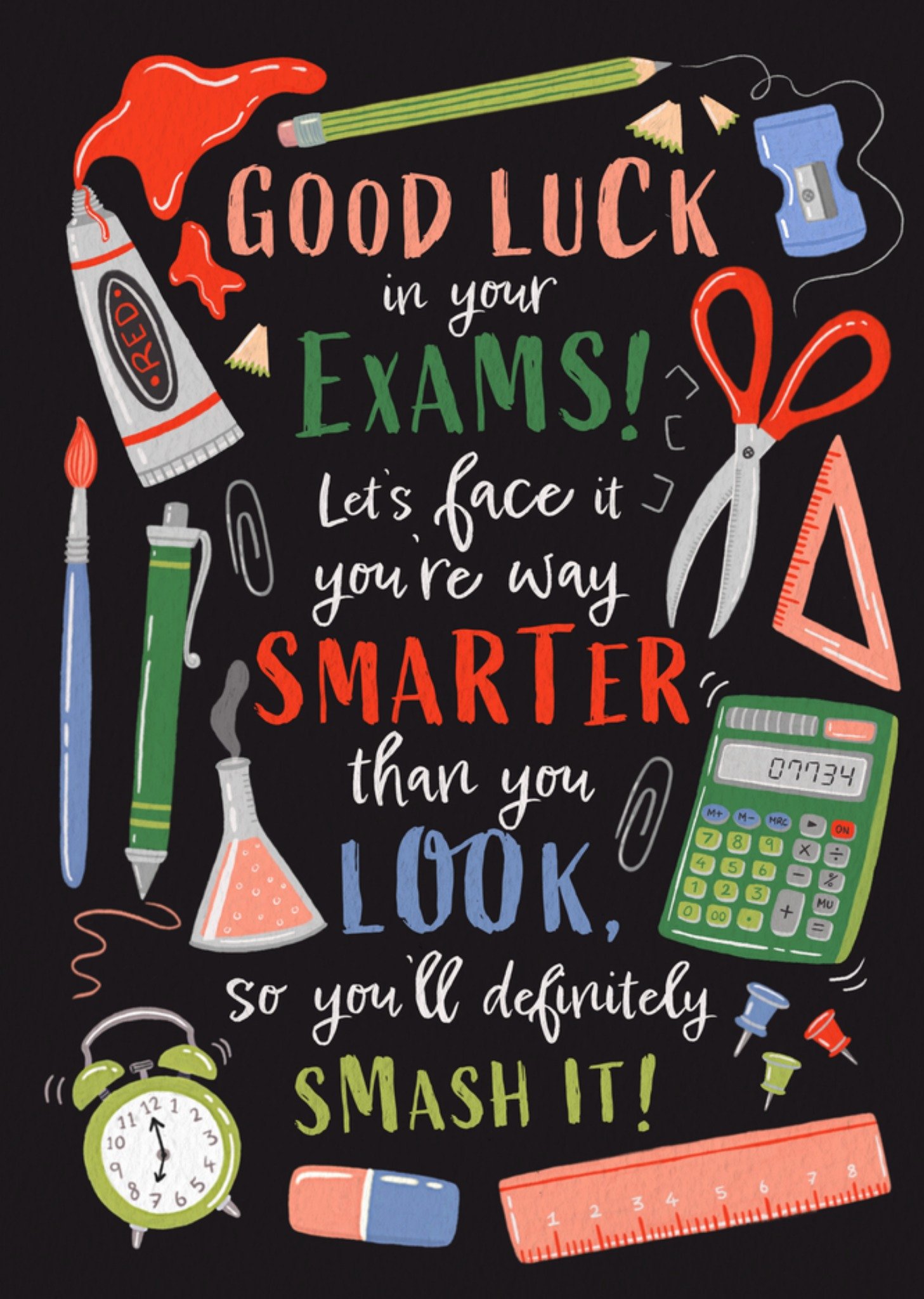 Moonpig Stereotypically Me Good Luck In Your Exams You're Way Smarter Than You Look Exams Good Luck 