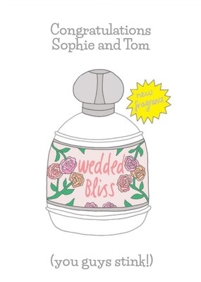 Illustrated Perfume Bottle Congratulations Wedding Card