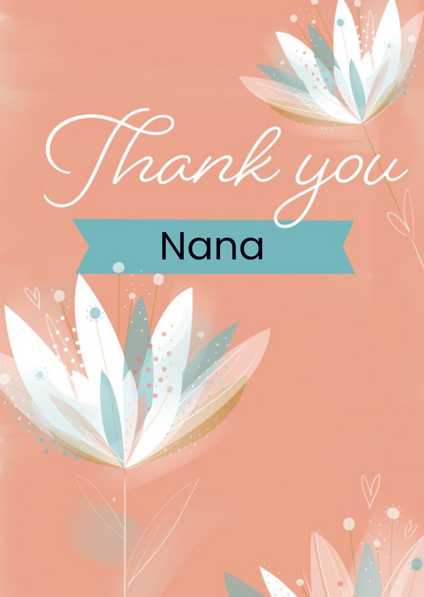 Moonpig Illustration Of Flowers On A Pink Background Thank You Card