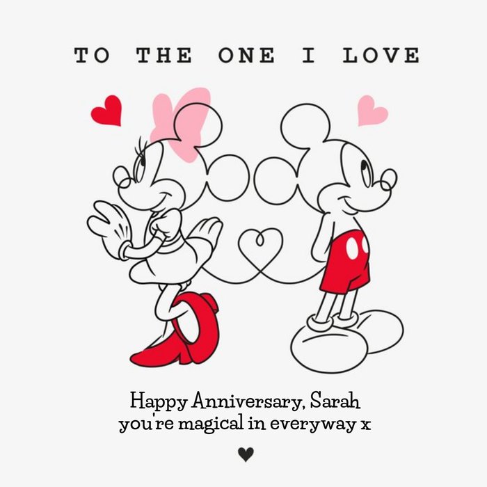 Mickey And Minnie Mouse To The One I Love Anniversary Card