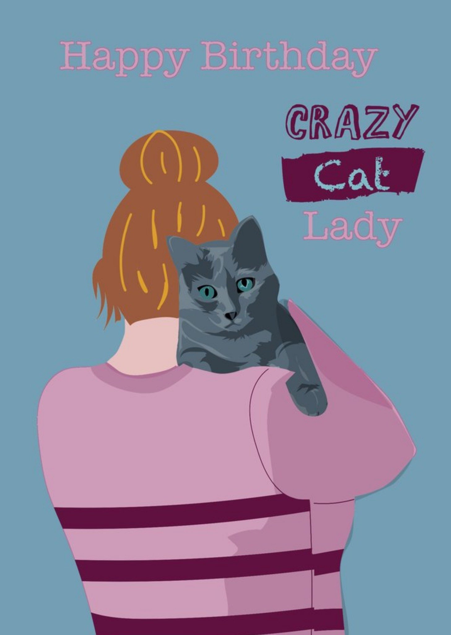 Moonpig Illustrated Crazy Cat Lady Birthday Card