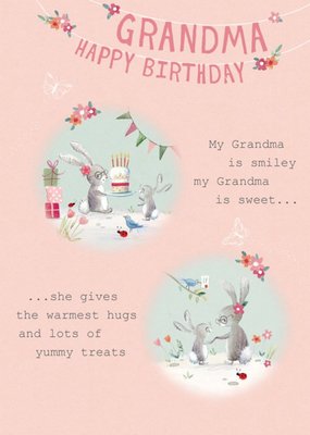 Cute Spot Art Illustrations Of Rabbits With A Poem Throughout Grandma's Birthday Card