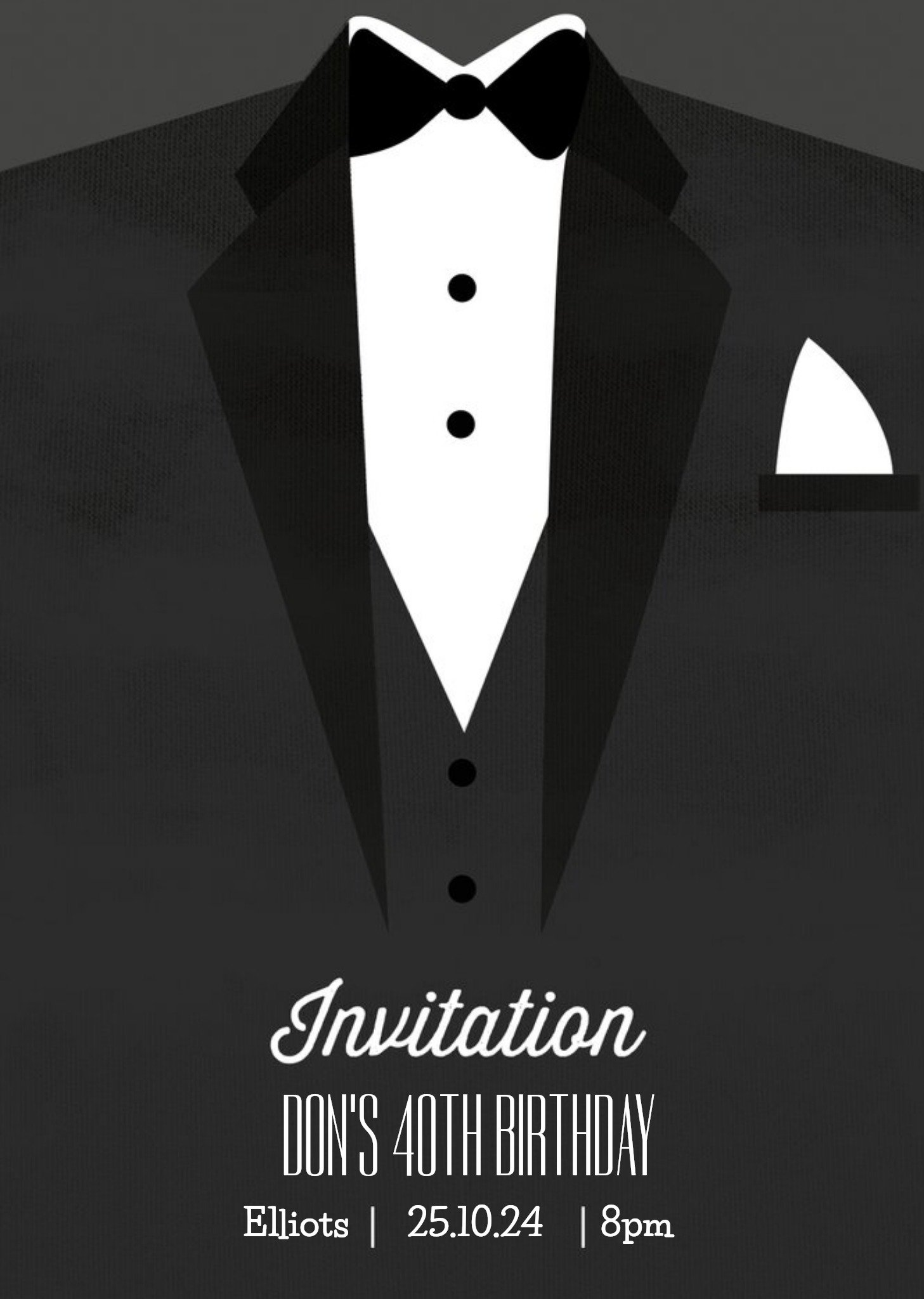 Moonpig Tuxedo And Black Tie Party Invitation