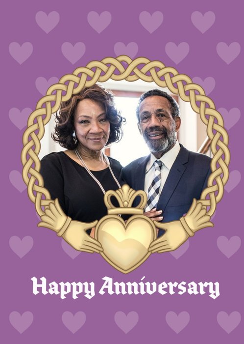 Celtic Purple Anniversary Photo Upload Card