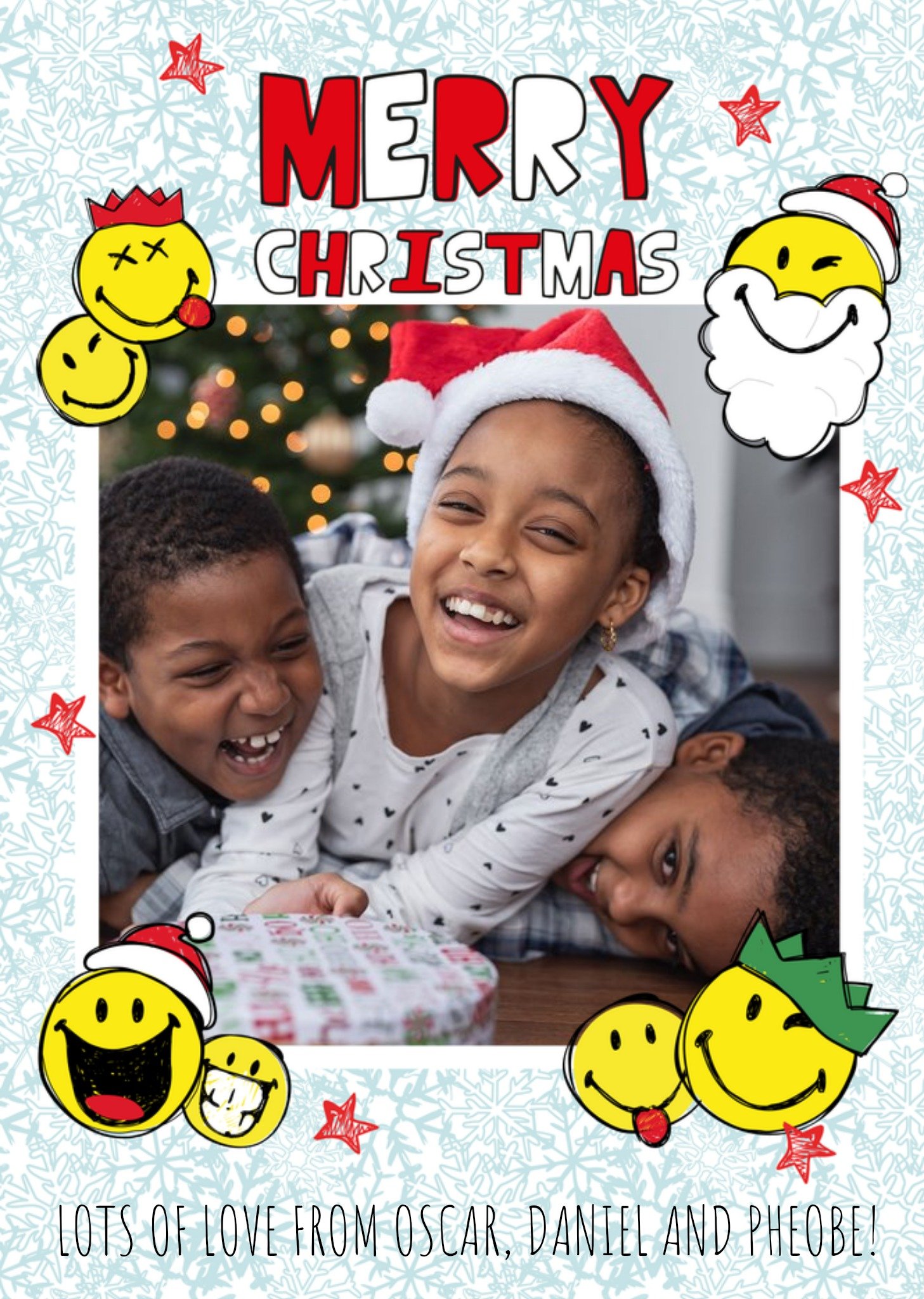 Moonpig Smiley World Merry Christmas From The Kids Photo Upload Christmas Card