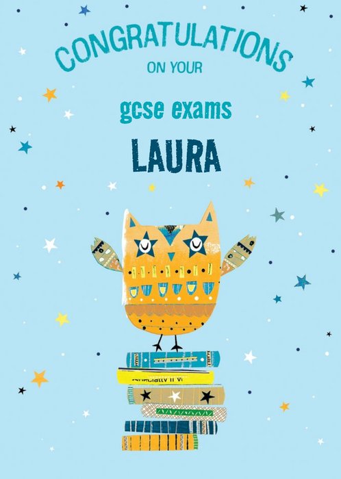 Bright Illustration Of An Owl Congratulations On Your GCSE Exams Card