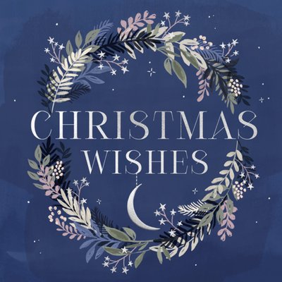 Botanical Wreath Christmas Wishes Card