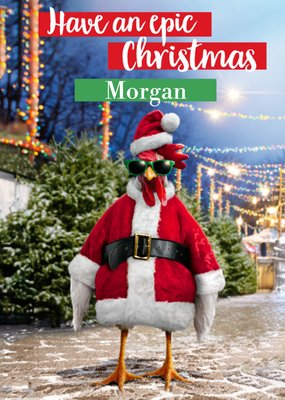 Funny Turkey Wearing Santa Outfit Christmas Card